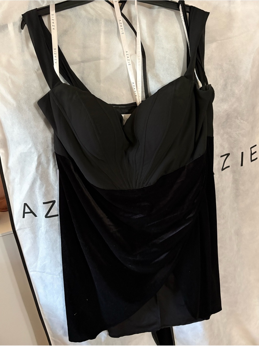 Azazie Nori Velvet and Satin Dress